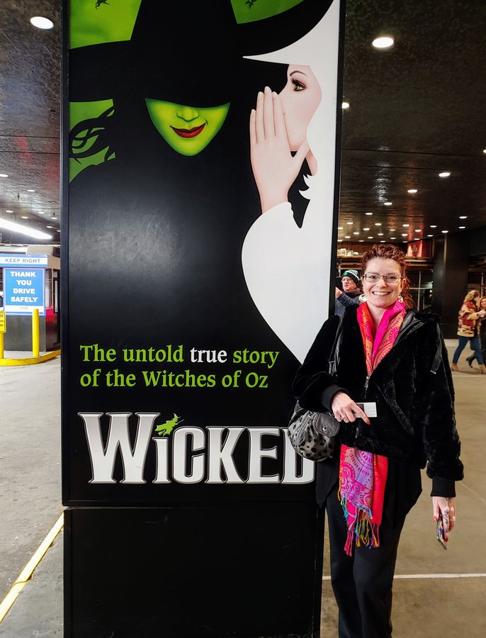 Mark and Lynne together in front of the Wicked set